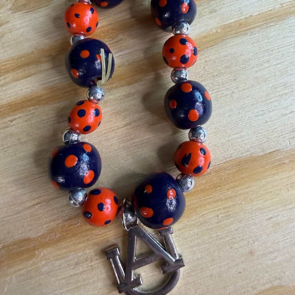 Auburn Tigers AU Beaded Stretch Bracelet Orange Navy‎ Gameday Jewelry